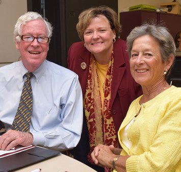 James Wright, SU President Janet Dudley-Eshbach and Carole Ratcliffe